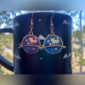 Halloween Cat and Moon Earrings
